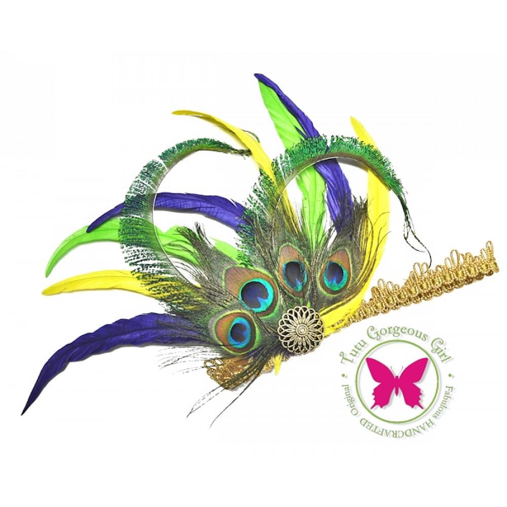 Mardi Gras New Style Made in USA Crown Mardi Gras Feather Headpiece Height  is Approx. 14 16 BRA Headdress Tail Purple Gold Green Top -  Canada