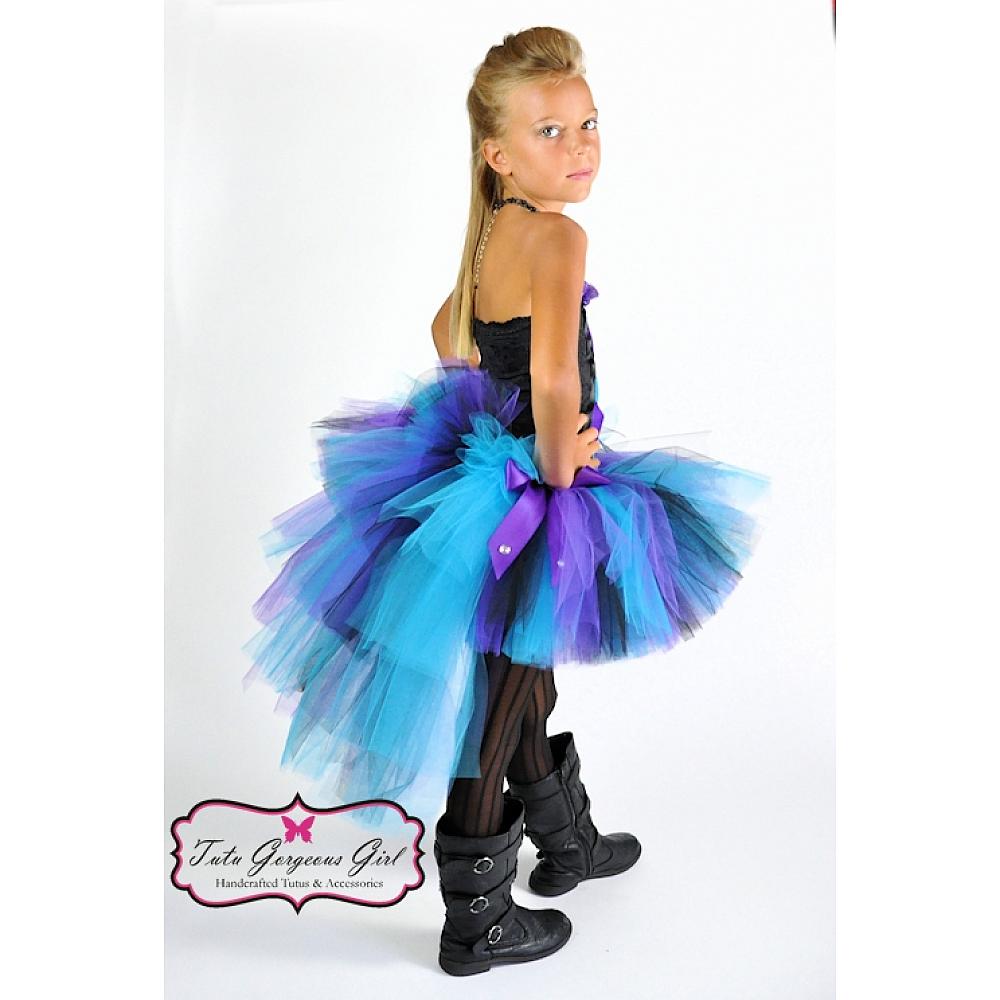 Rockstar Queen Tutu Dress, Girl Halloween Costume, Kids Birthday Outfit,  Internet Rock Star Costume, High Low Tulle Dress, Hot Pink Black 