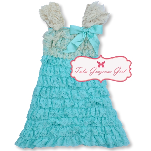 Light Aqua and Cream Lace Petti Dress