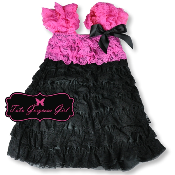 Black & Hot Pink Lace Petti Dress