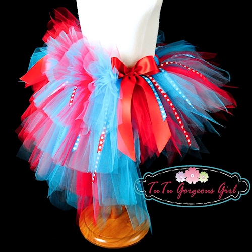 Red and Turquoise Bustle Tutu