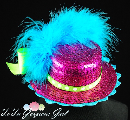 Hot Pink and Turquoise Mini Top Hat