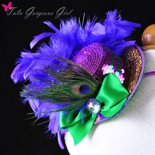 Mardi Gras Peacock Mini Top Hat