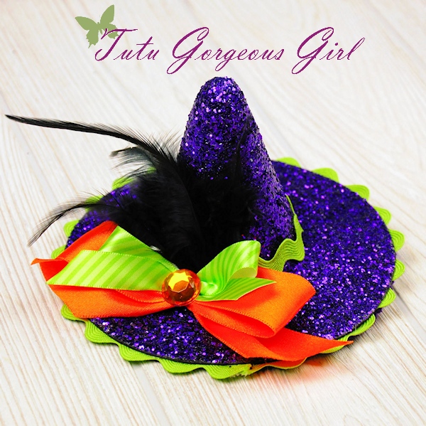 Purple Glitter Mini Witch Hat