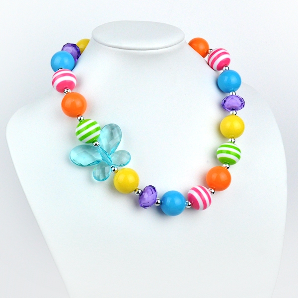 Rainbow Butterfly Chunky Necklace