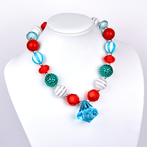 Red, Turquoise & White Chunky Necklace